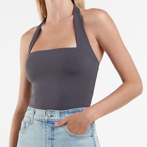 Express body contour halter top double layer tank - L